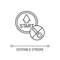 Push button start linear icon. Keyless ignition technology. Vehicle with remote starter. Thin line customizable illustration. Contour symbol. Vector isolated outline drawing. Editable stroke