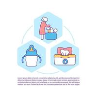 Newborn hygiene concept line icons with text. Child care. PPT page vector template with copy space. Brochure, magazine, newsletter design element. Parenting linear illustrations on white