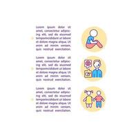 Socialization struggles concept line icons with text. PPT page vector template with copy space. Brochure, magazine, newsletter design element. Prevent problem linear illustrations on white