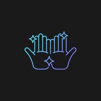 Clean hands gradient vector icon for dark theme. Washing hands with warm water and soap. Skin infections prevention. Thin line color symbol. Modern style pictogram. Vector isolated outline drawing