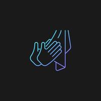 Dry hands with towel gradient vector icon for dark theme. Effective bacteria removing. Using paper and textile towels. Thin line color symbol. Modern style pictogram. Vector isolated outline drawing