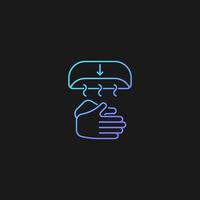 Air dry hands gradient vector icon for dark theme. Hygienic alternative. Hand-drying method. Spreading germs risk. Thin line color symbol. Modern style pictogram. Vector isolated outline drawing