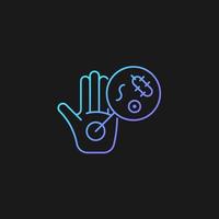 Dirty hands gradient vector icon for dark theme. Germs on unwashed hands. Spreading infectious diseases. Thin line color symbol. Modern style pictogram. Vector isolated outline drawing