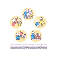 Parent and child interaction concept line icons with text. PPT page vector template with copy space. Brochure, magazine, newsletter design element. Social development linear illustrations on white