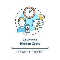Count hidden costs concept icon. Unforeseen price. Purchases cost more than money. Responsible consumption abstract idea thin line illustration. Vector isolated outline color drawing. Editable stroke