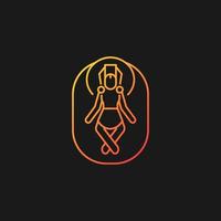 Budhanilkantha temple gradient vector icon for dark theme. Vishnu awakening celebration. Famous stone statue in Nepal. Thin line color symbol. Modern style pictogram. Vector isolated outline drawing