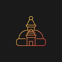 Swayambhu stupa gradient vector icon for dark theme. Monkey temple. Shrine with painted Buddha eyes. Nepal architecture. Thin line color symbol. Modern style pictogram. Vector isolated outline drawing