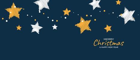Diseño de banner de celebración de festival de feliz navidad moderno con estrellas vector