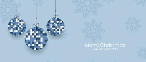 Merry Christmas festival soft blue banner design vector