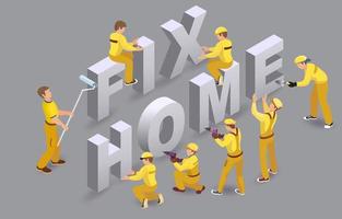 Fix Home. Builders and Words Handyman Services. vector