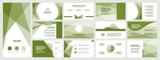 Business presentation templates set. Use for business annual report, keynote, brochure design, website slider, landing page, company profile, banner with green color. vector