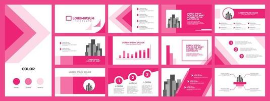 Business presentation templates set. Use for business annual report, keynote, brochure design, website slider, landing page, company profile, banner with pink color.