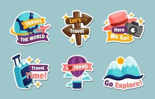 Travel Time Sticker Set vector