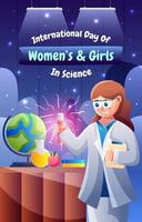 cartel de mujeres y niñas en la ciencia vector