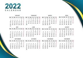 Abstract 2022 new year calendar template design vector