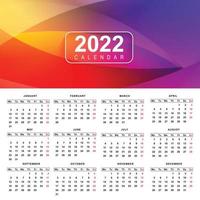 Abstract 2022 new year calendar template design vector