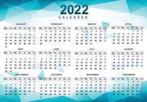 Abstract 2022 new year calendar template design vector