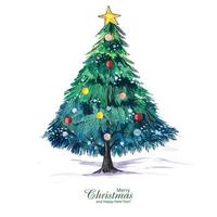 Beautiful decorative christmas line tree card design vector