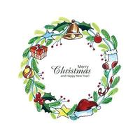 Beautiful decorative christmas wreath card design vector