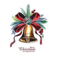 Decorative christmas bell card design vector