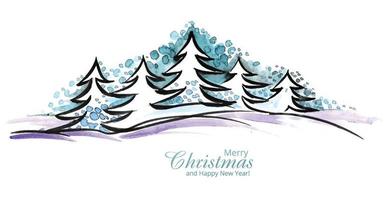 Artistic christmas line tree banner card design vector