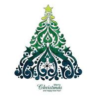 Artistic christmas line tree card design vector