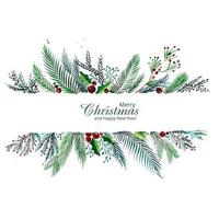 Decorative christmas wreath holiday card background vector