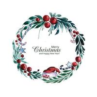 Beautiful decorative christmas wreath card design vector
