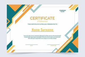 Certificate Template in Green and Orange Colors vector