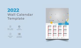 2022 nuevo diseño de plantilla de calendario de pared vector