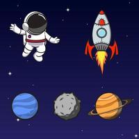 Astronot fly to the moon vector