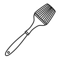 icono de vector de cepillo de hornear de silicona. Ilustración dibujada a mano aislada sobre fondo blanco. Doodle de cubiertos monocromo simple. concepto de cocina para decoración, diseño de menú, cafetería, panadería, web. estilo plano.