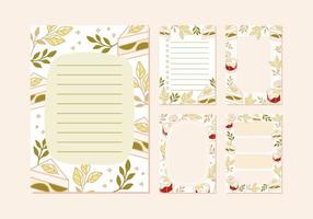 Collection of daily or weekly planner, note paper, to do list, wishlist, organizer templates decorated with cute strawberry cake illustrations vector