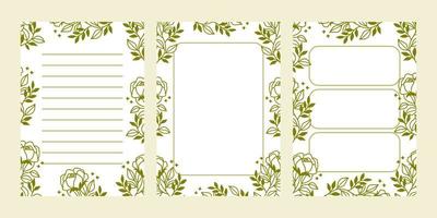 Set of floral notepads, to do list, schedule and daily planners vector