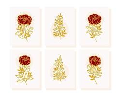 Collection of vintage romantic card templates with rose flowers vector