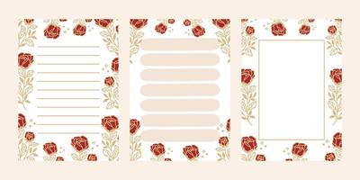 Set of floral notepads, to do list, schedule and daily planners vector