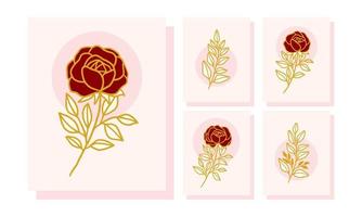 Collection of vintage romantic card templates with rose flowers vector