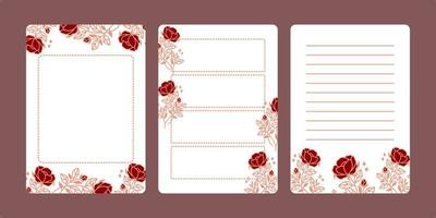 conjunto de blocs de notas florales, lista de tareas pendientes, agenda y planificadores diarios vector