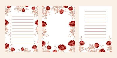 Set of floral notepads, to do list, schedule and daily planners vector