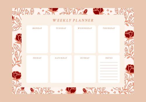 Set of floral weekly planner and to do list notepad template vector