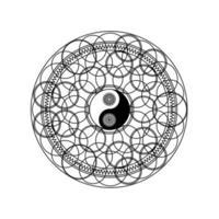 símbolo de yin yang en patrón geométrico oriental vector