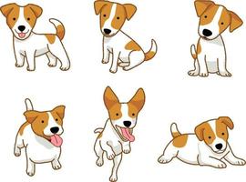 conjunto de perro de dibujos animados jack russell terrier vector