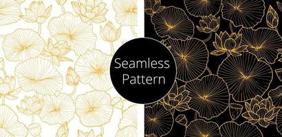 Hand drawn lotus flower floral Seamless pattern ornament vector