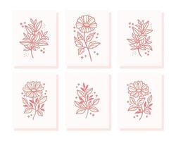 Collection of vintage romantic card templates with gerbera daisy flowers vector