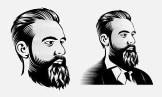 classic vintage bearded man vector