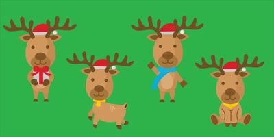 Christmas reindeer icon set vector