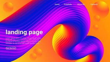 Wave colorful landing page Colorful vector