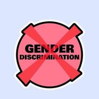 Detener la discriminación de género, diseño de placa o letrero. vector