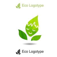 Ecology logo or icon, nature logotype with smile vector