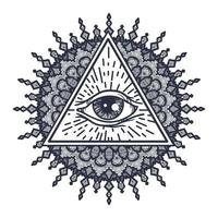 All Seeing Eye in Triangle and Mandal vector